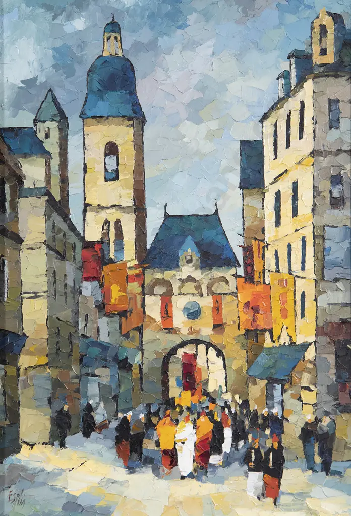 Tom Esplin (1915-2005) - Religious Procession France Image 1++