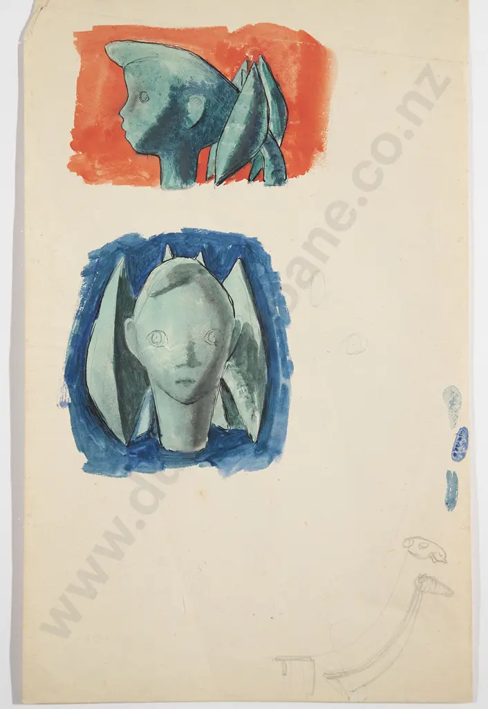Russell Clark (1905-66) - Sketches for 'Small Girl with Hair Ribbons' Image 1++