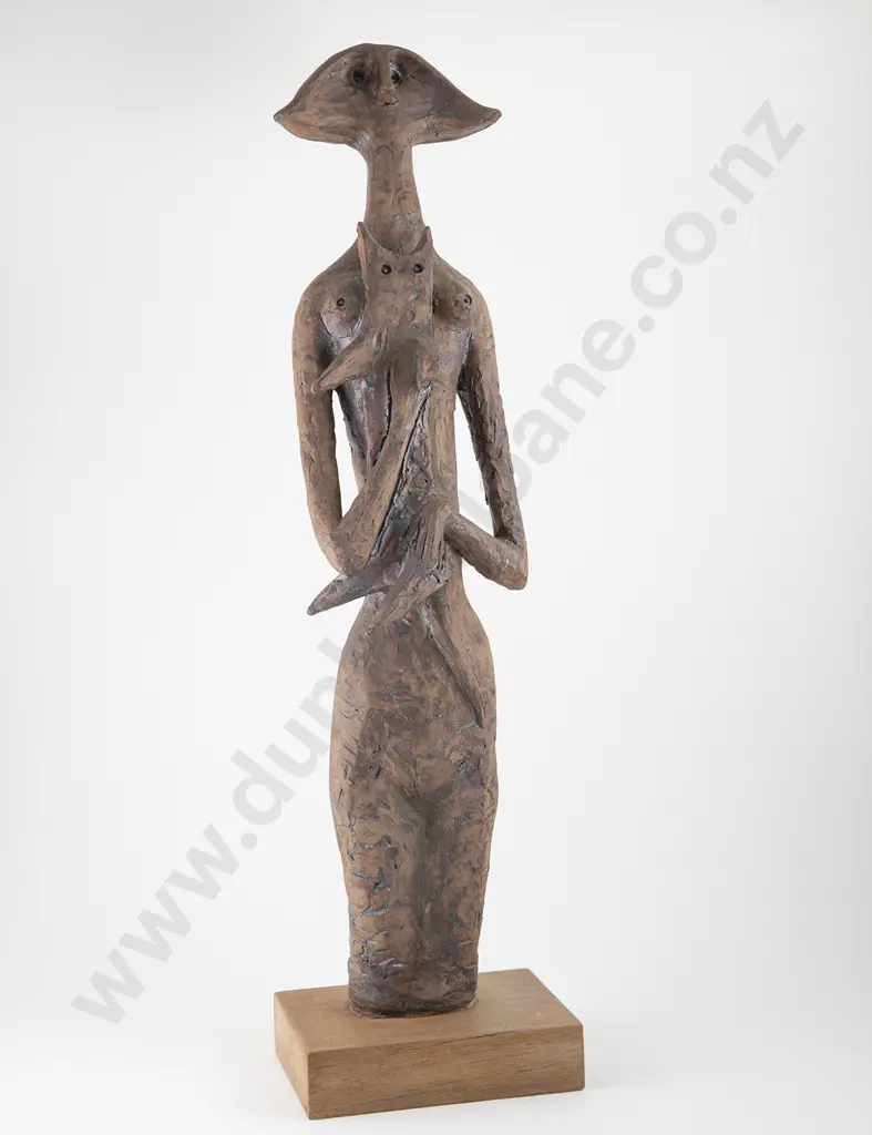 Muriel Moody Ceramic Sculpture of Woman with Cat Image 1++