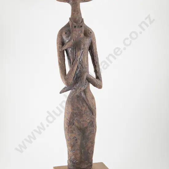 Muriel Moody Ceramic Sculpture of Woman with Cat