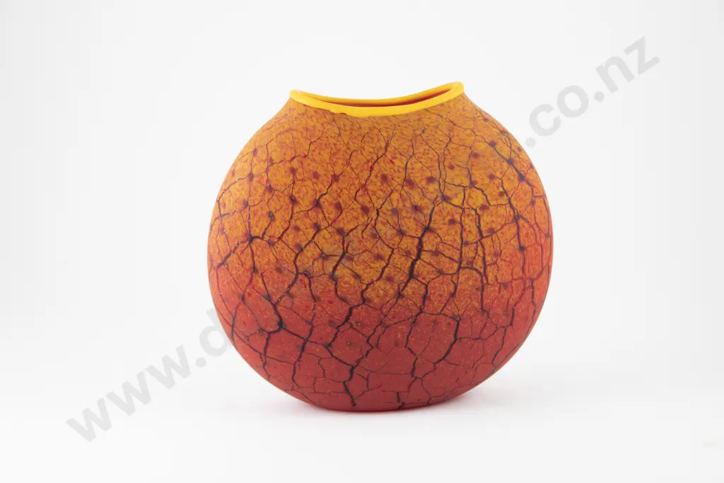 Garry Nash Studio Glass Flattened Ovoid Vase Image 1++