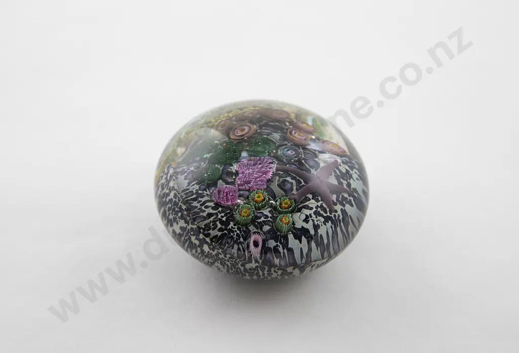 Peter Raos Art Glass Pacific Domed Paper Weight Image 1++