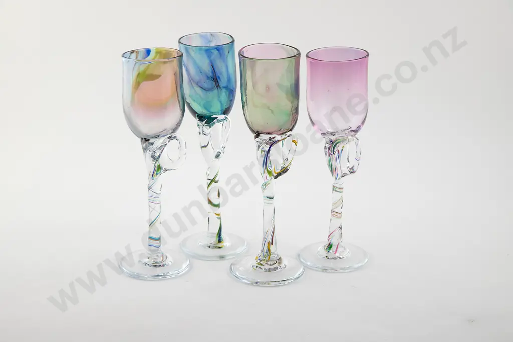 Peter Viesnik Four Handblown Glass Goblets Image 1++
