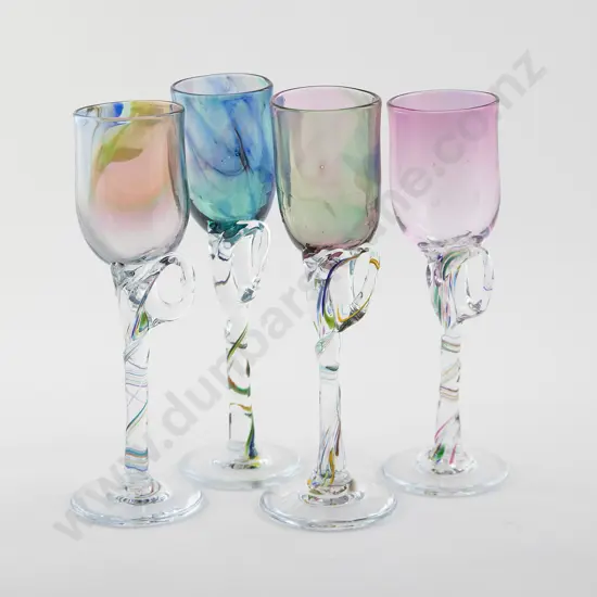 Peter Viesnik Four Handblown Glass Goblets