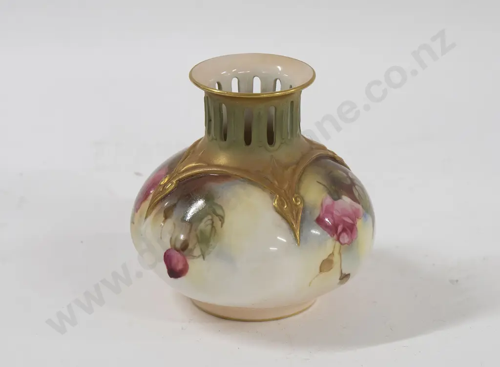 Royal Worcester Floral-Decorated Posy Pot Image 1++