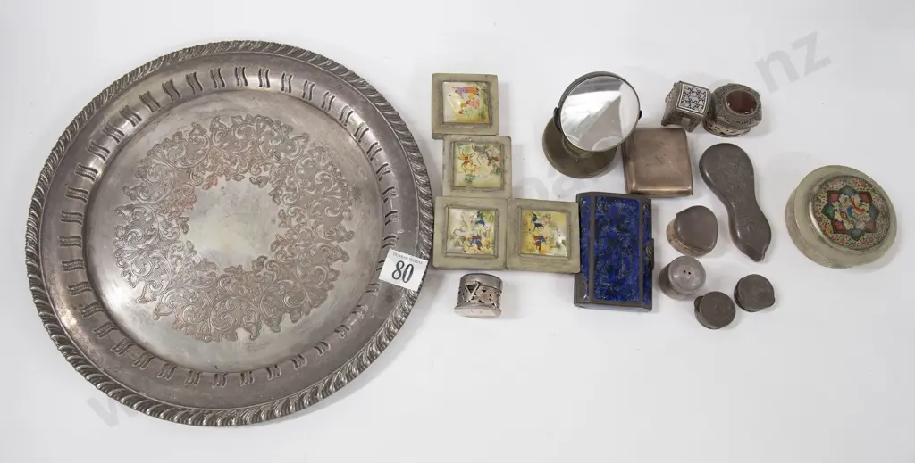 Silver-Plated Tray And Selection Of Small Boxes And Ornaments Image 1++