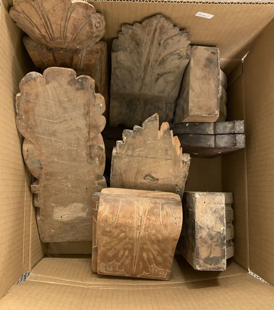 Box Of Vintage Wooden Corbels Image 1++