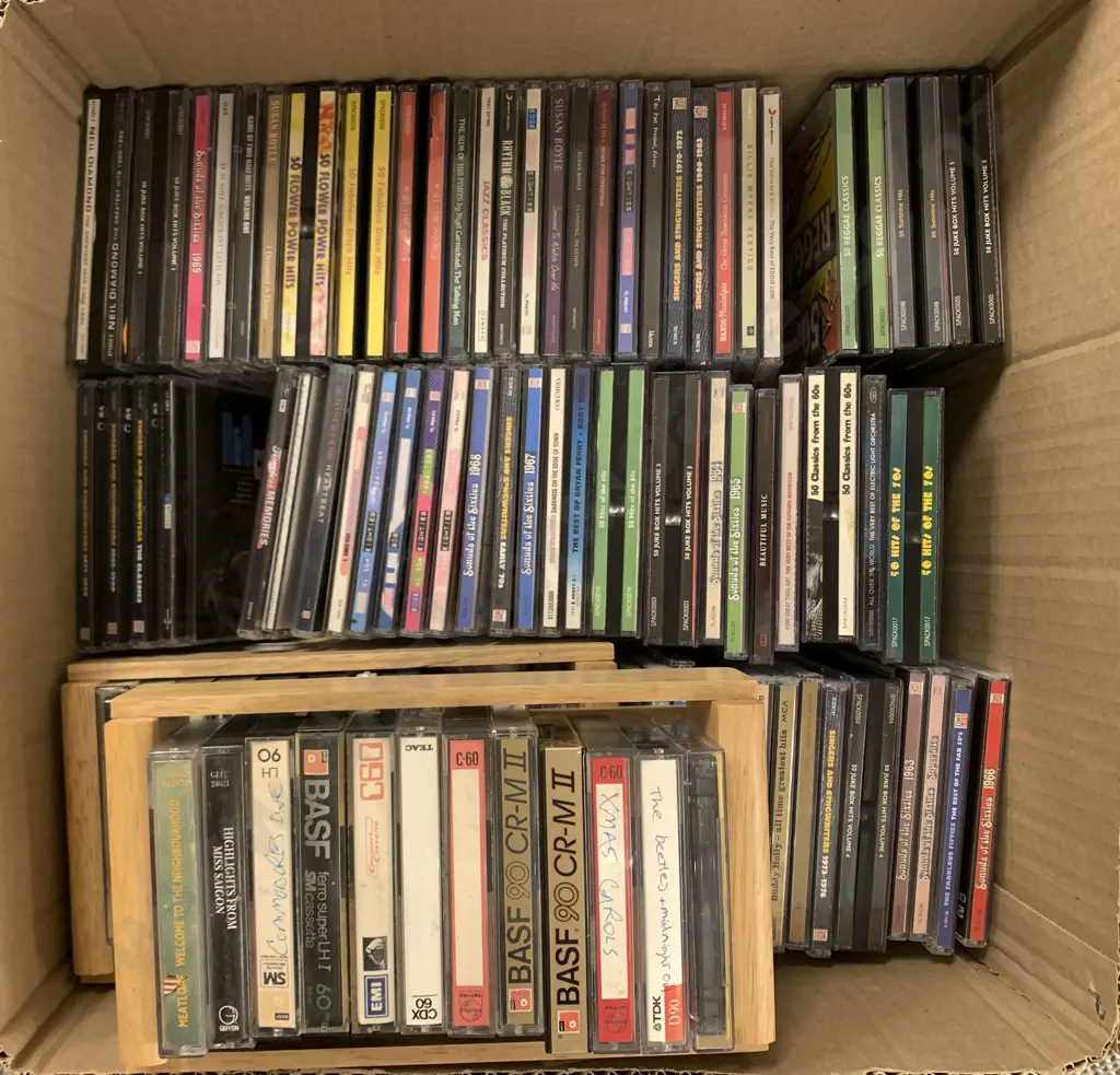 Three Boxes Of Electronics And CDs Image 1++