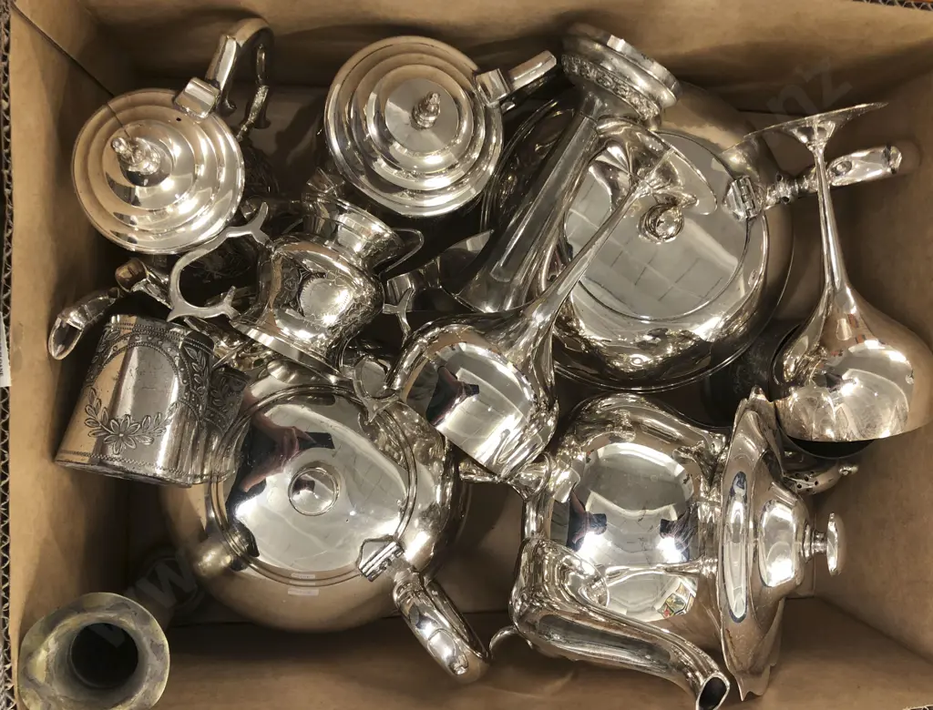Box Quantity Of Assorted Silver Plate Image 1++