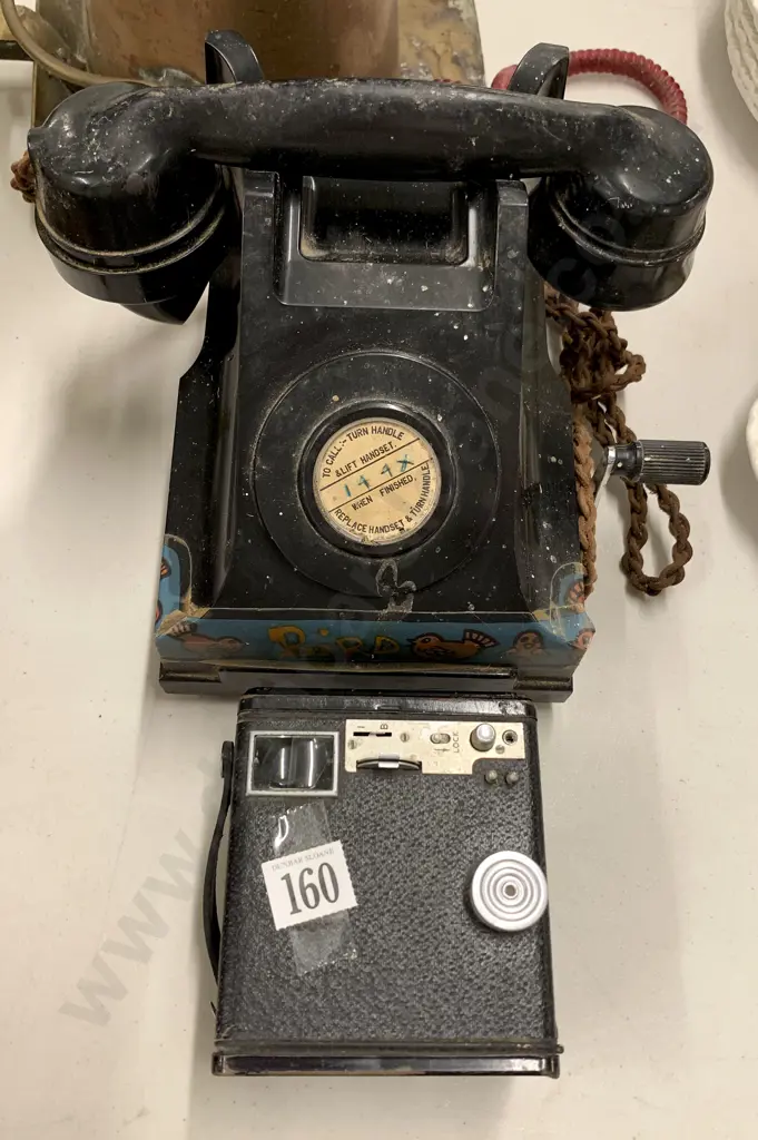 Vintage Telephone Together With Box Brownie Image 1++