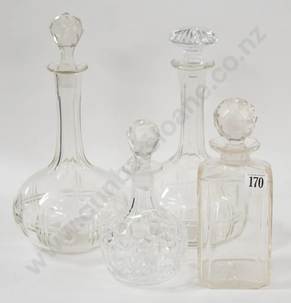 Four Various Decanters (Chips To Stoppers) Image 1++