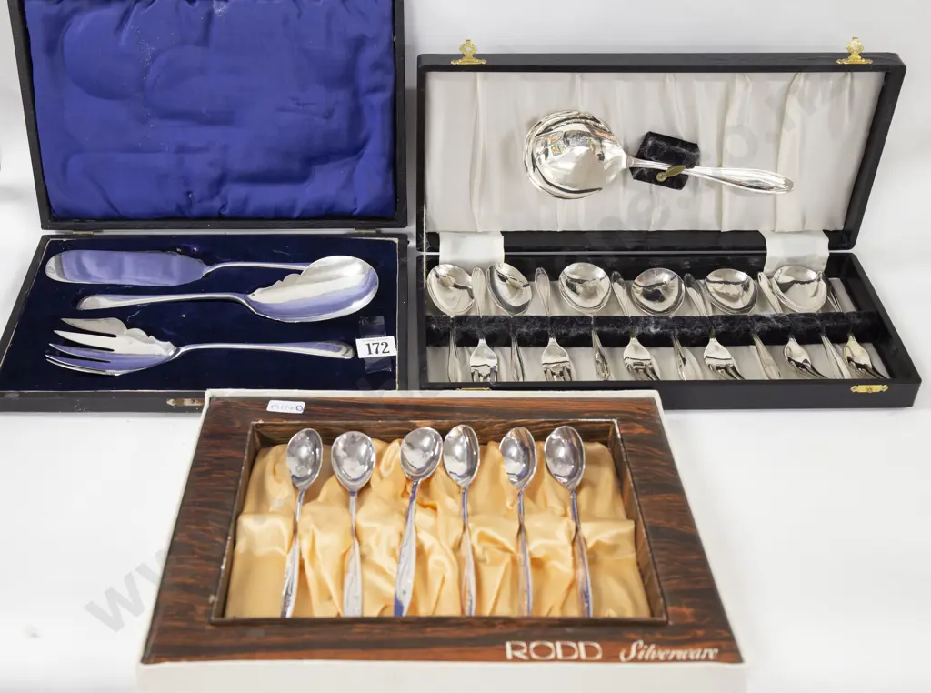 Three Box Sets Of Silver Plate Cutlery Image 1++