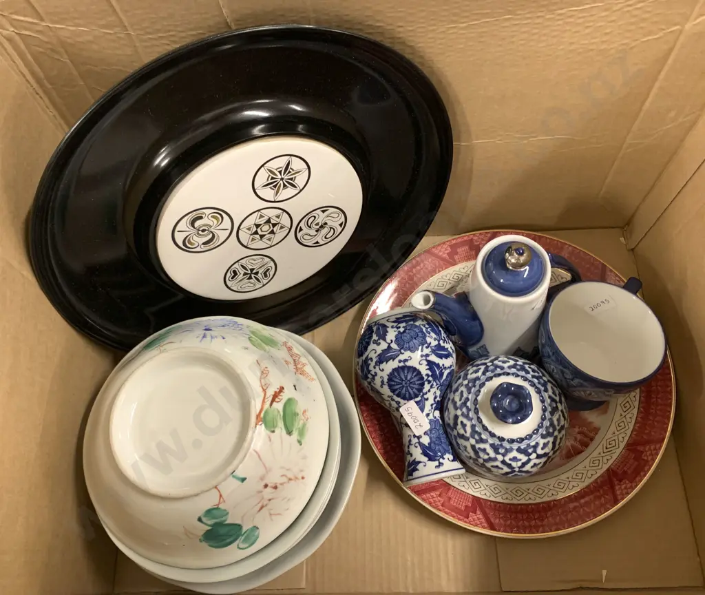 Box Of Assorted Asian Ceramics Image 1++