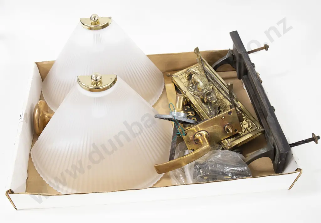 Assorted Metalware And Light Fixtures Including Door Handles Image 1++