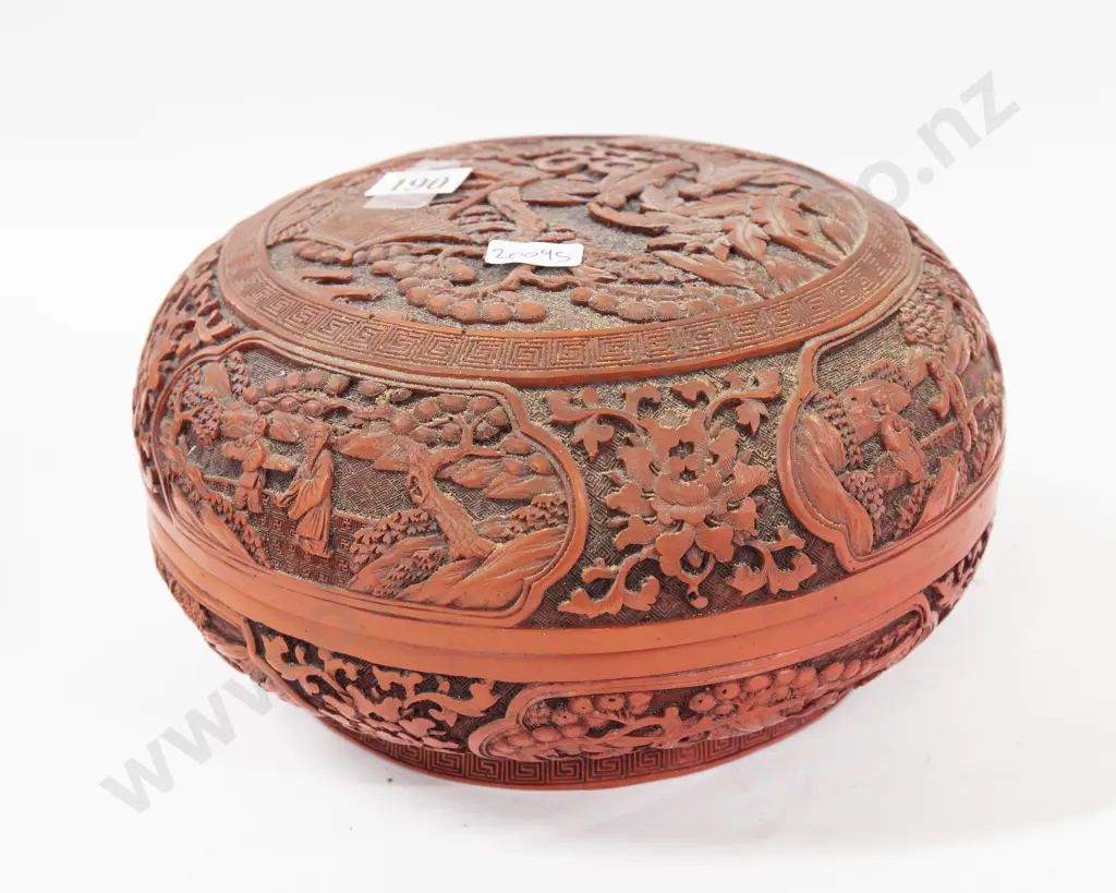 Large Cinnabar Lacquer Circular Box Image 1++