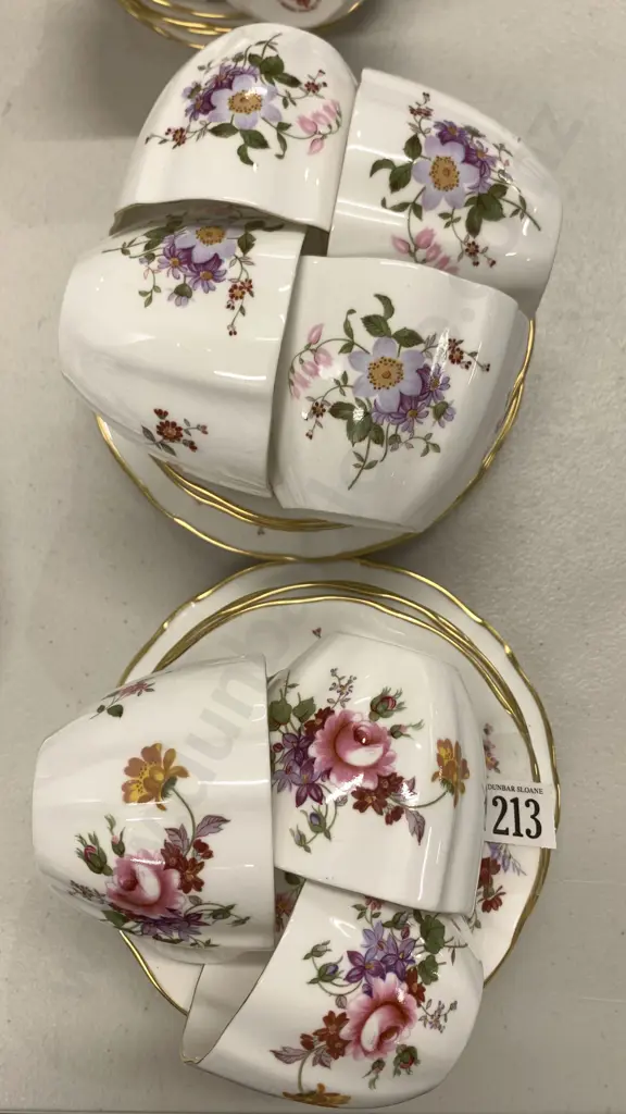 Seven RCD Posy Decorated Tea Cups And Saucers Image 1++