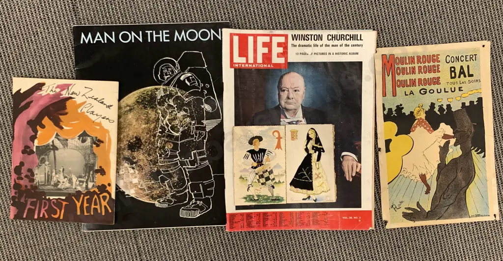 Four Magazines And Theatre Programs And Embroidered Card Image 1++