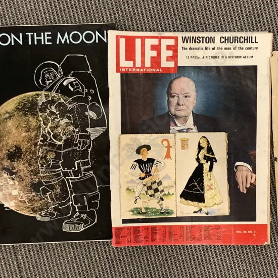 Four Magazines And Theatre Programs And Embroidered Card
