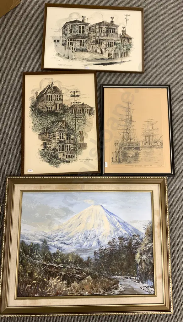 Oil Landscape And Four Various Prints Image 1++