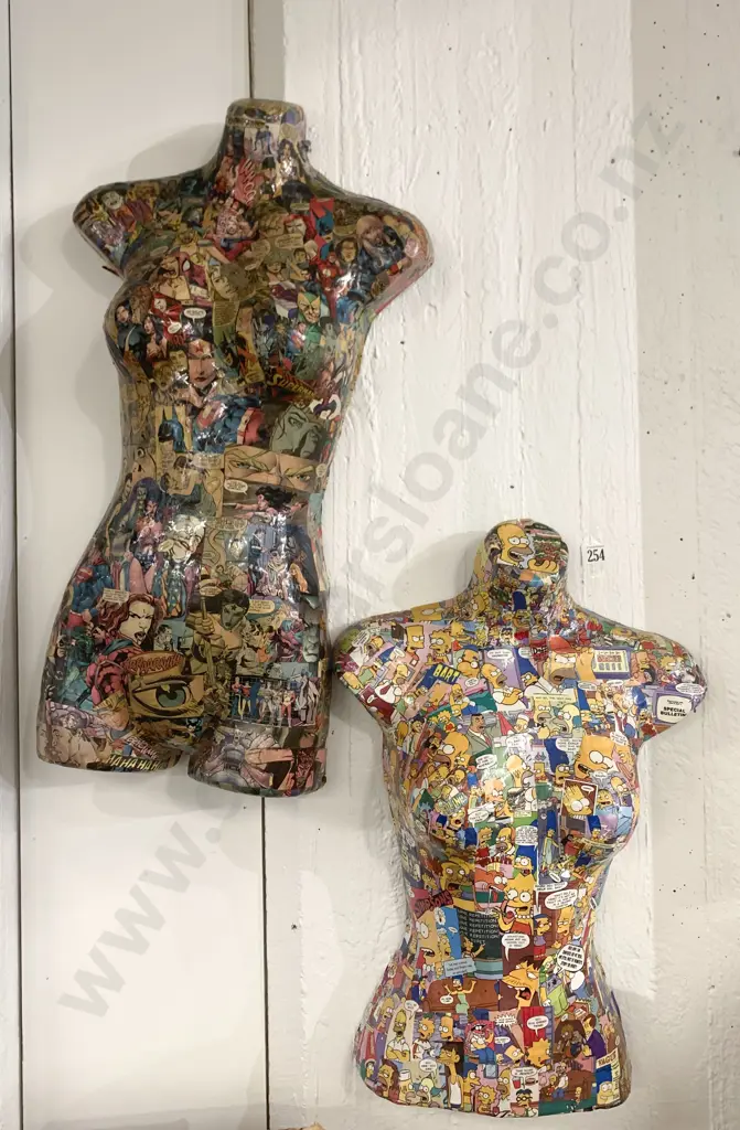 Two Decoupage Mannequin Torsos (Simpsons And Superheroes) Image 1++