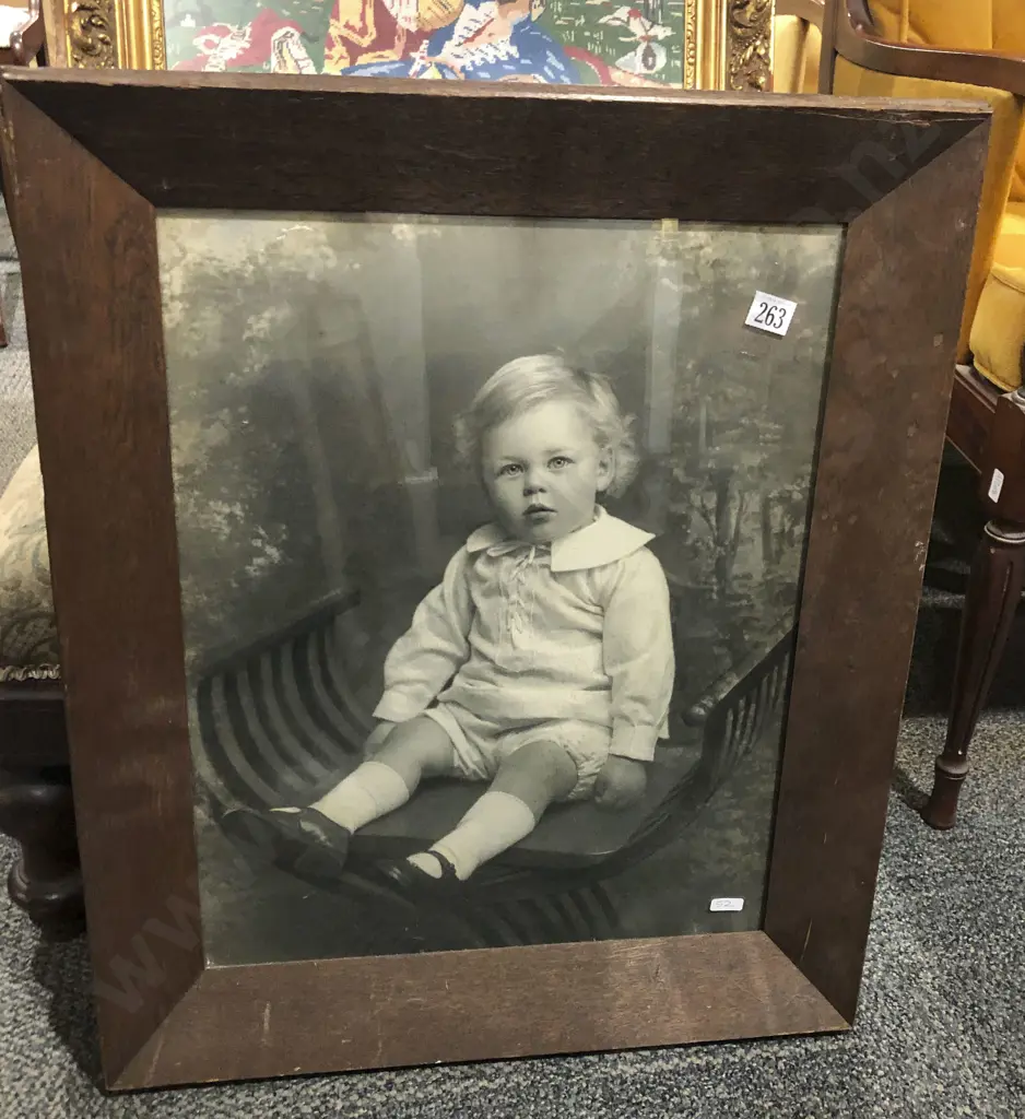 Oak Framed Photo of Child and Framed Embroidery Image 1++