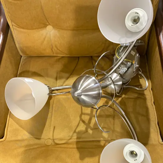 Modern Chrome Hanging Light with Glass Shades