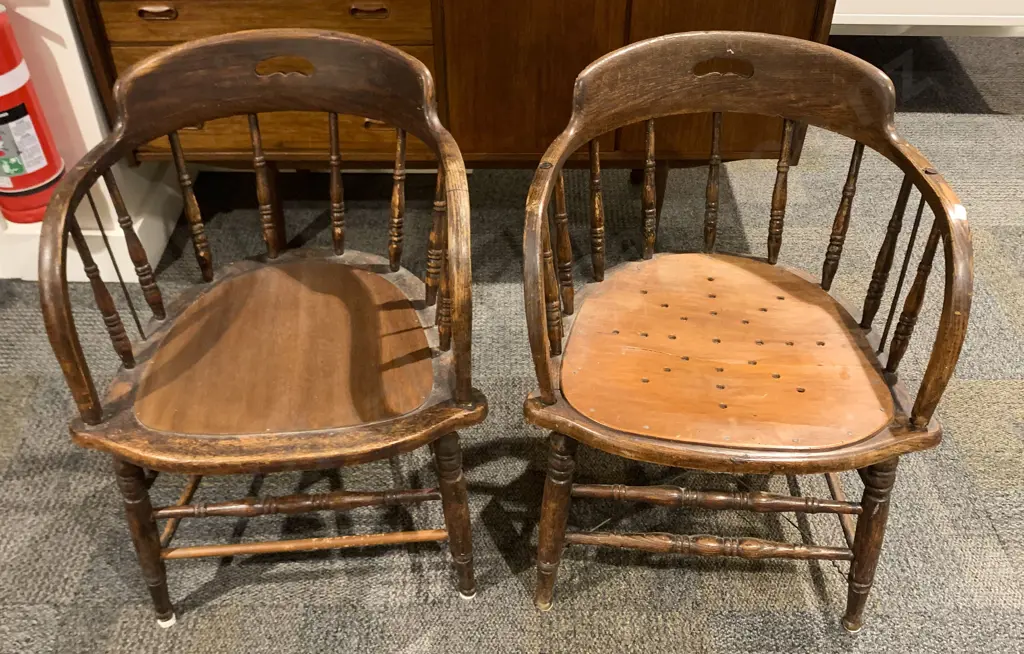 Pair Oak Office Tub Chairs Image 1++