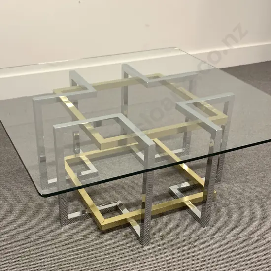 Chrome Geometric Based Glass Top Coffee Table