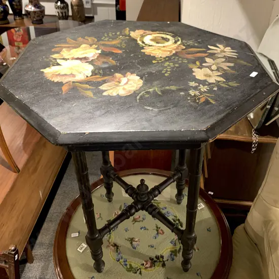 Octagonal Painted Surface Occasional Table (af)