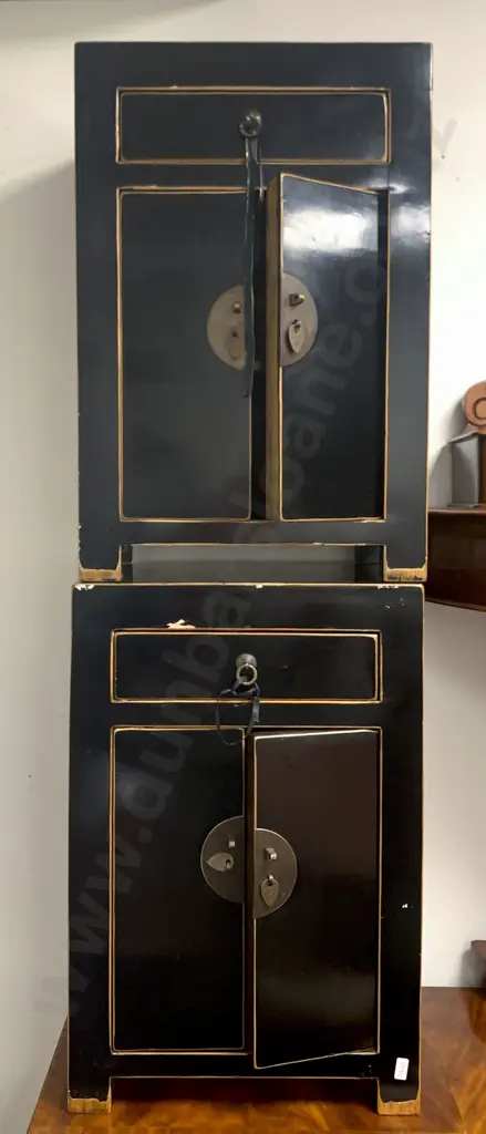 Pair of Chinese Ebonized Side Cabinet Image 1++