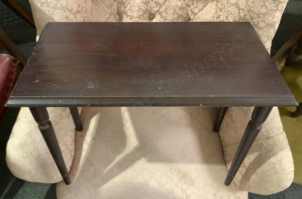 Victorian Walnut Grandmother Chair Together with Side Table and Stool Image 1++