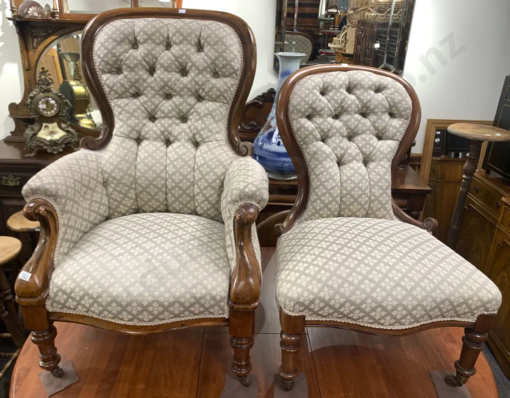Victorian Grandfather and Grandmother Chairs Image 1++