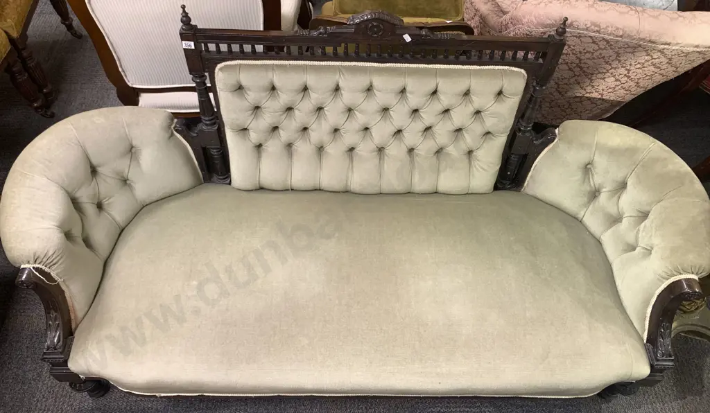 Victorian Walnut Button Back Parlor Sofa Image 1++