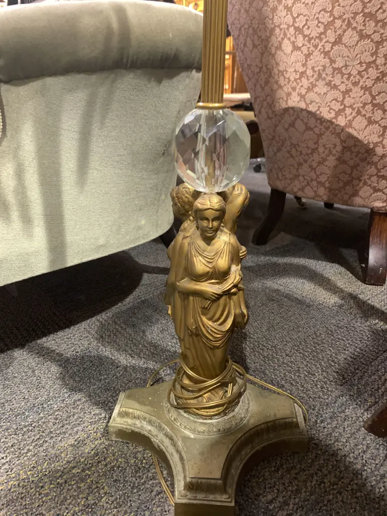 Gilt Metal Standard Lamp and Shade Image 1++