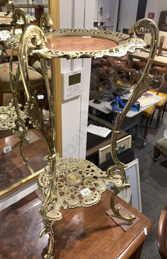 Cast Brass Two Tier Plant Stand Image 1++