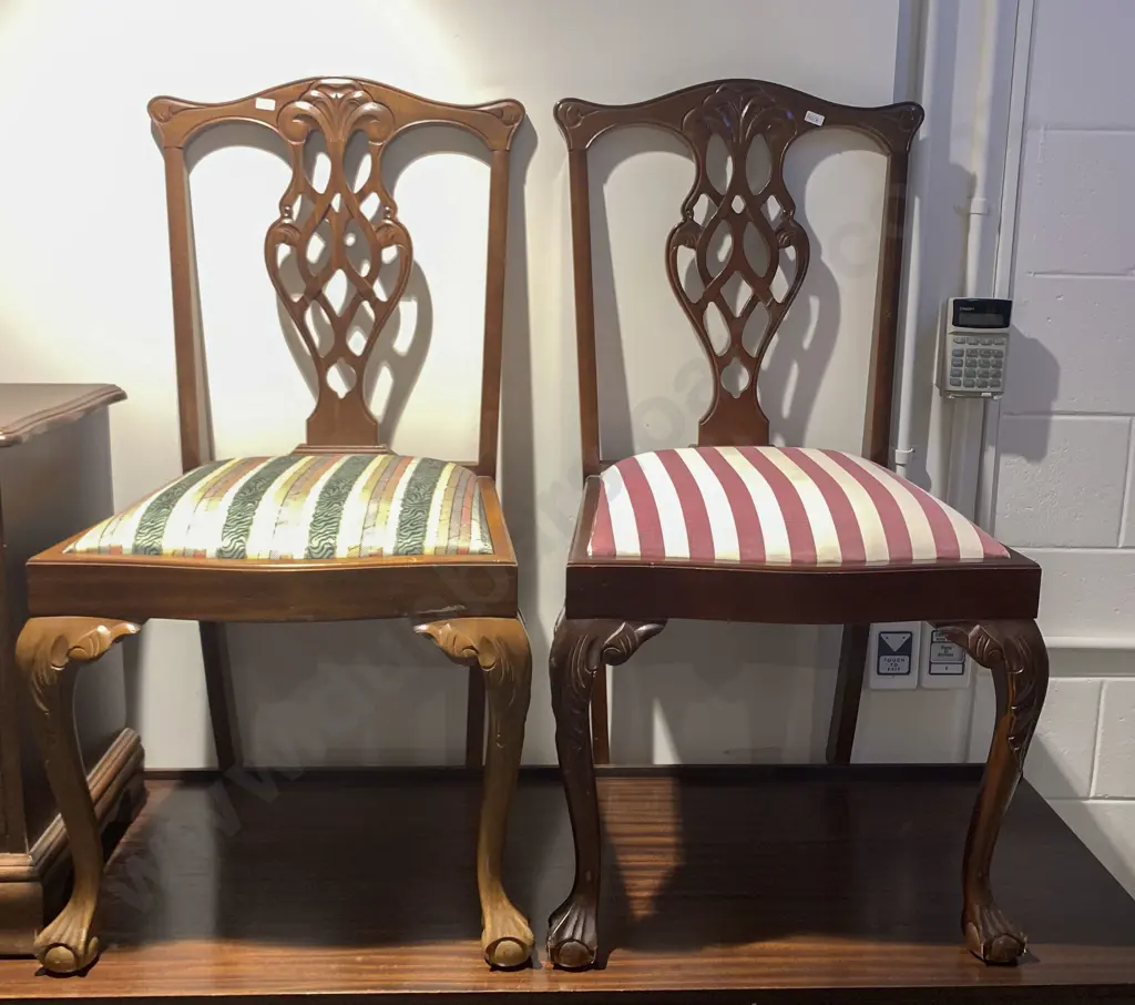 Pair of Chippendale Style Dining Chairs Image 1++