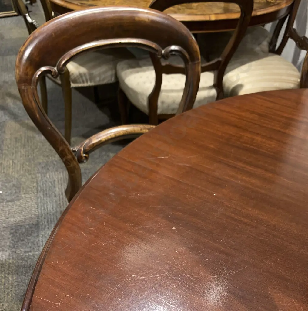 Victorian Circular Dining Table and Seven Balloon Back Dining Chairs Image 1++