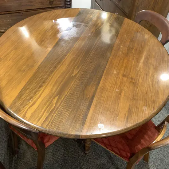 Circular Dining Table and Four Balloon Back Chairs