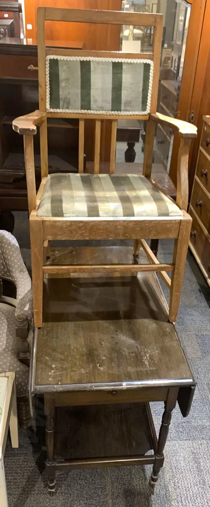 Oak Side Table With Tea Trolley and Arm Chair and Bedside Cabinet Image 1++