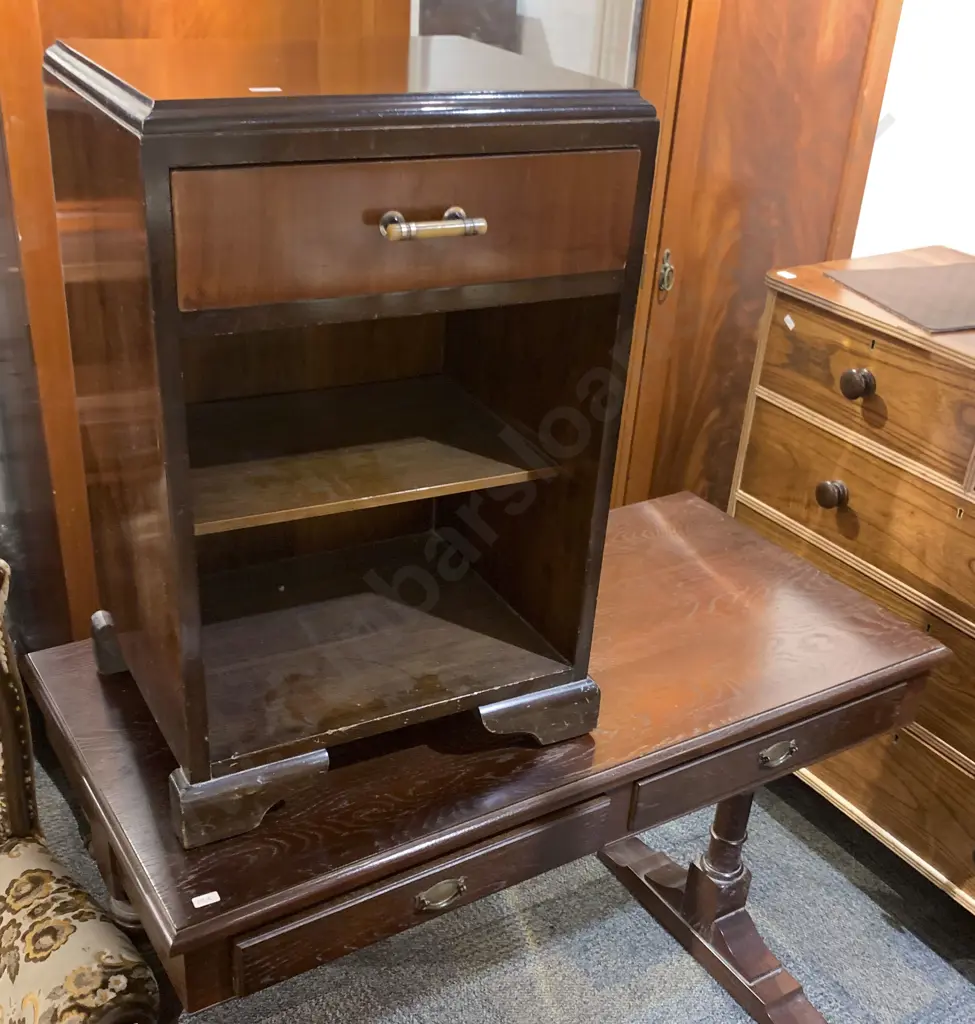 Oak Side Table With Tea Trolley and Arm Chair and Bedside Cabinet Image 1++