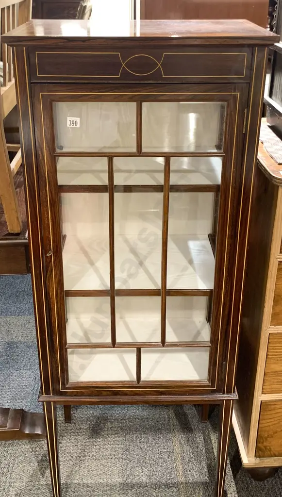 Edwardian Rosewood and Inlaid Display Cabinet Image 1++