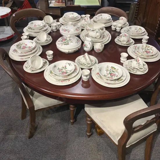 Mahogany Circular Dining table and Five Balloon Back Chairs