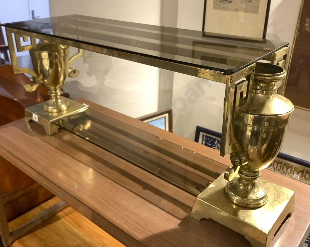 Cast Brass and Smoked Glass Coffee Table Image 1++
