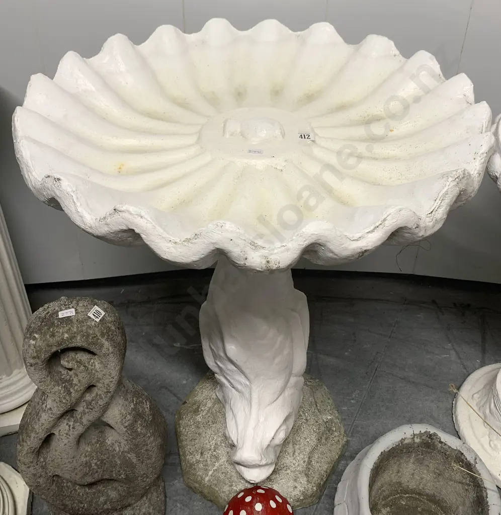 Painted Dolphin and Shell Bird Bath Image 1++