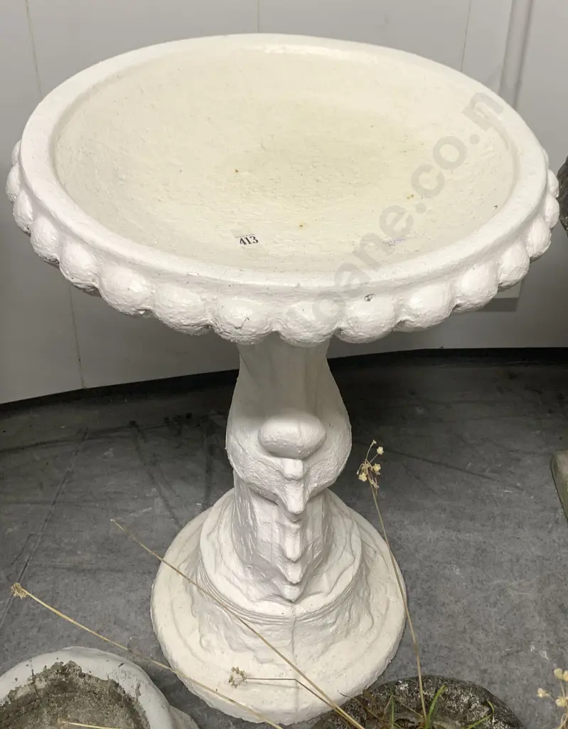 Painted Sea Horse Pedestal Bird Bath Image 1++