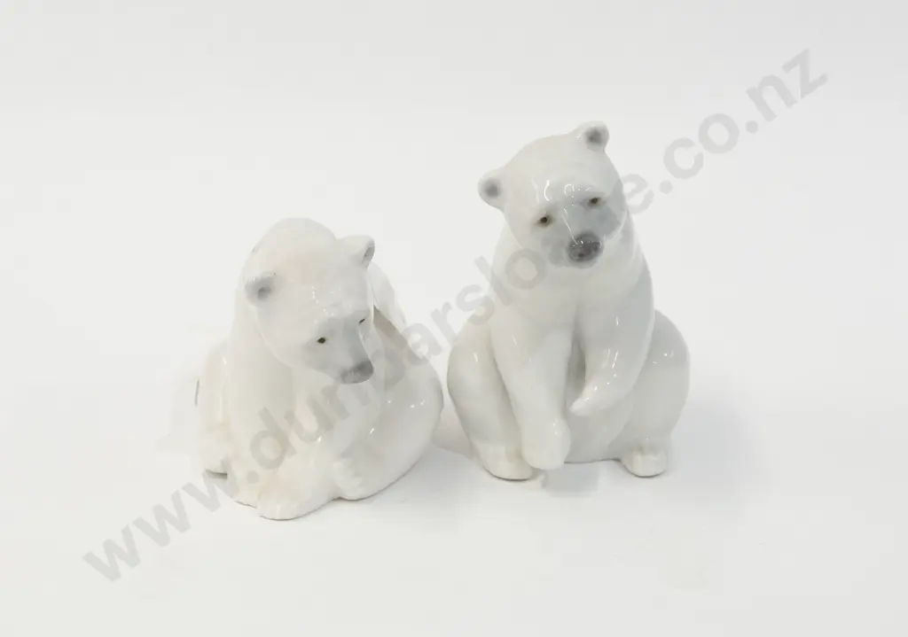Two Seated Lladro Polar Bears Image 1++