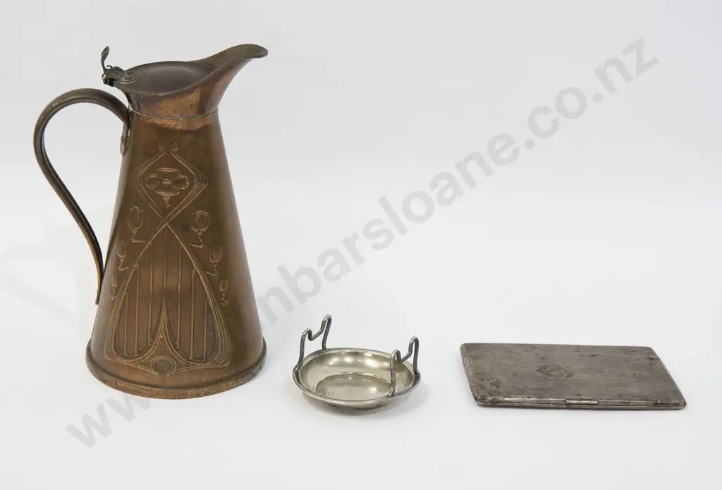 S/S Card Case together with Art Nouveau Copper Jug and other Image 1++