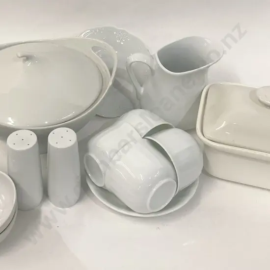 Two Boxes of Assorted White Crockery