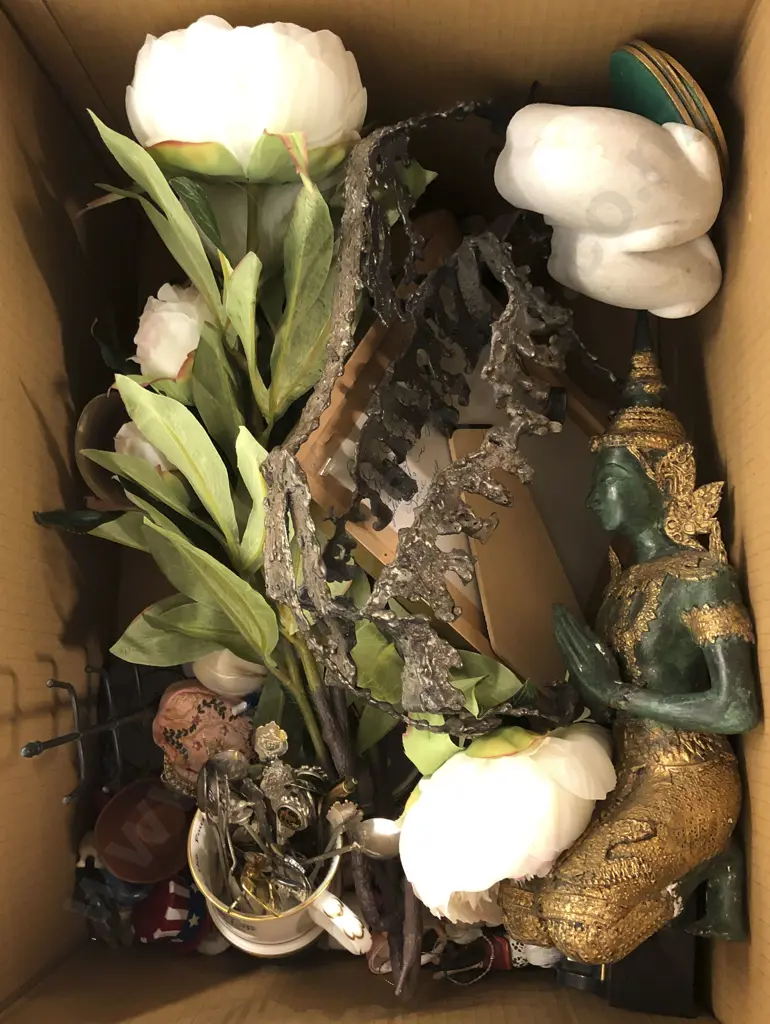 Two Boxes of Assorted Ornaments and Cushions Etc Image 1++