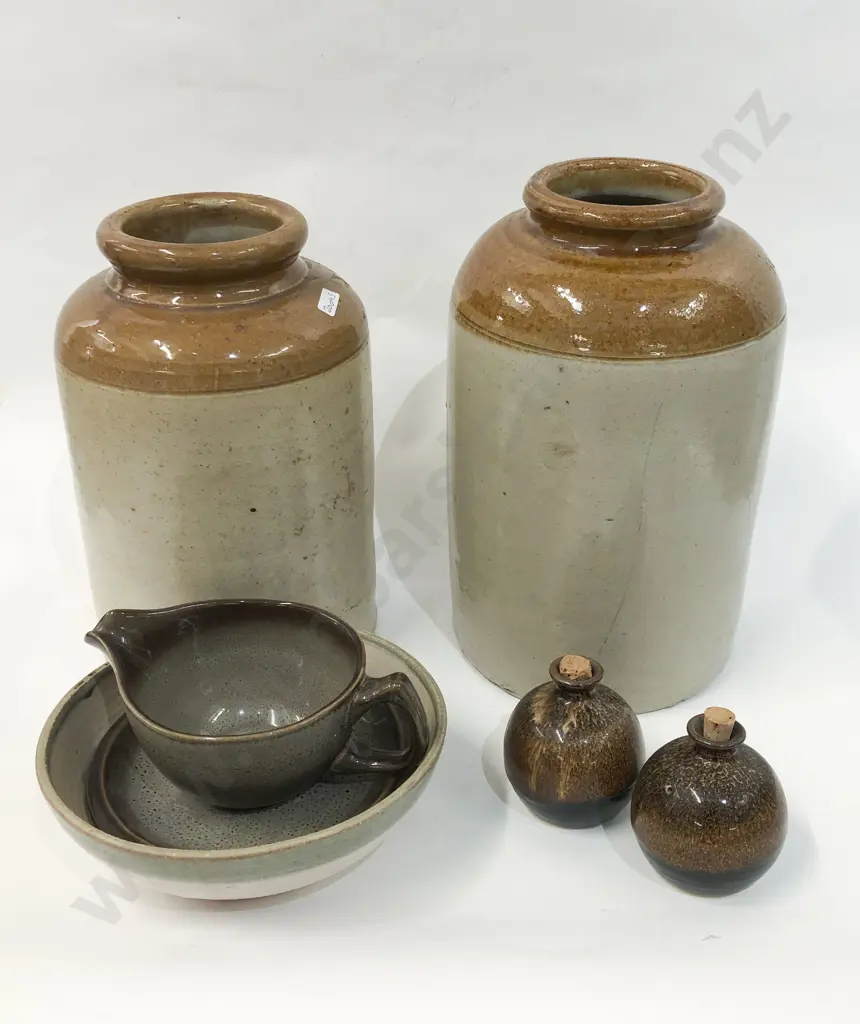 Box of Assorted Stoneware and Pottery Including Crocks Image 1++